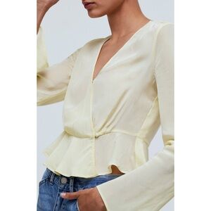 New Madewell Bell-Sleeve Wrap Top in Butter Yellow